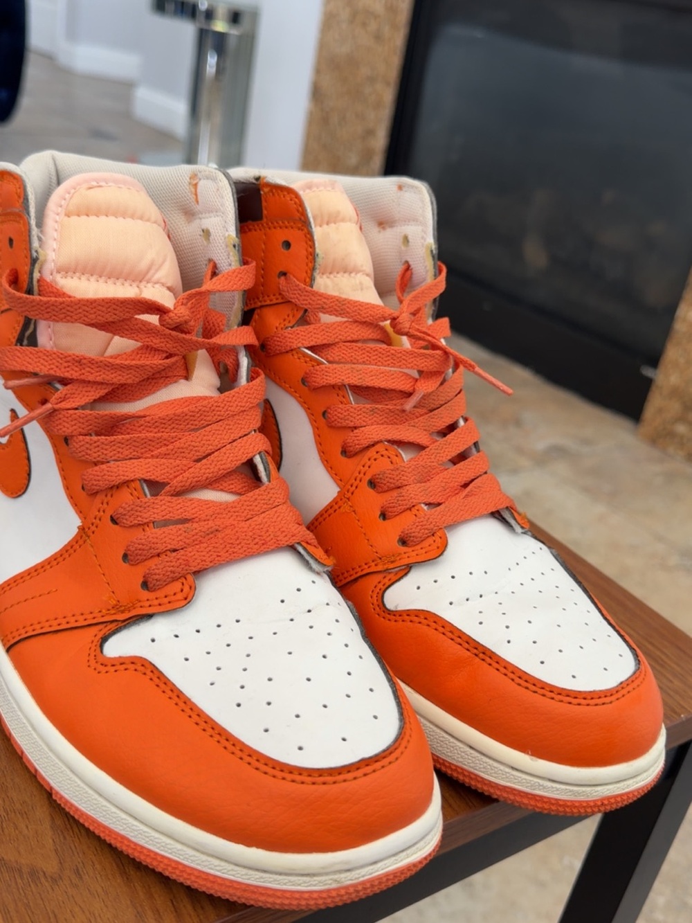 Nike Men’s High-Top Athletic Shoes Orange and White